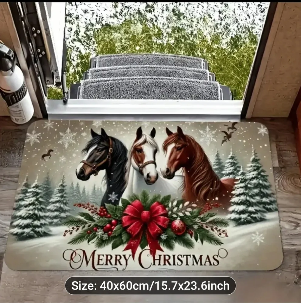 New Pretty Horses Merry Christmas Door Mat # 282